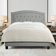 thumbnail image 6 of Gewnee Gray Full Size Bed Frame, Linen Upholstered Headboard, Solid Wood Slat Support & Sturdy Structure, Ideal for Bedroom, Box Spring Required, 6 of 9