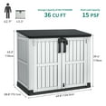 thumbnail image 4 of Dextrus 36 cu ft Horizontal Durab Resin Outdoor Storage Shed,Weather Resistant Tool Shed,Waterproof with Lockable Doors & Air Vent for Trash Cans, Garden Tools, 4 of 8