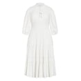 thumbnail image 3 of Starling Reine Women's Plus Size Embroidered Bloom Maxi Dress Long Sleeves Round Neck - Cream, 3 of 4