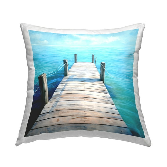 Stupell Industries Ocean Dock Horizon Decorative Printed Throw Pillow, 18 x 18