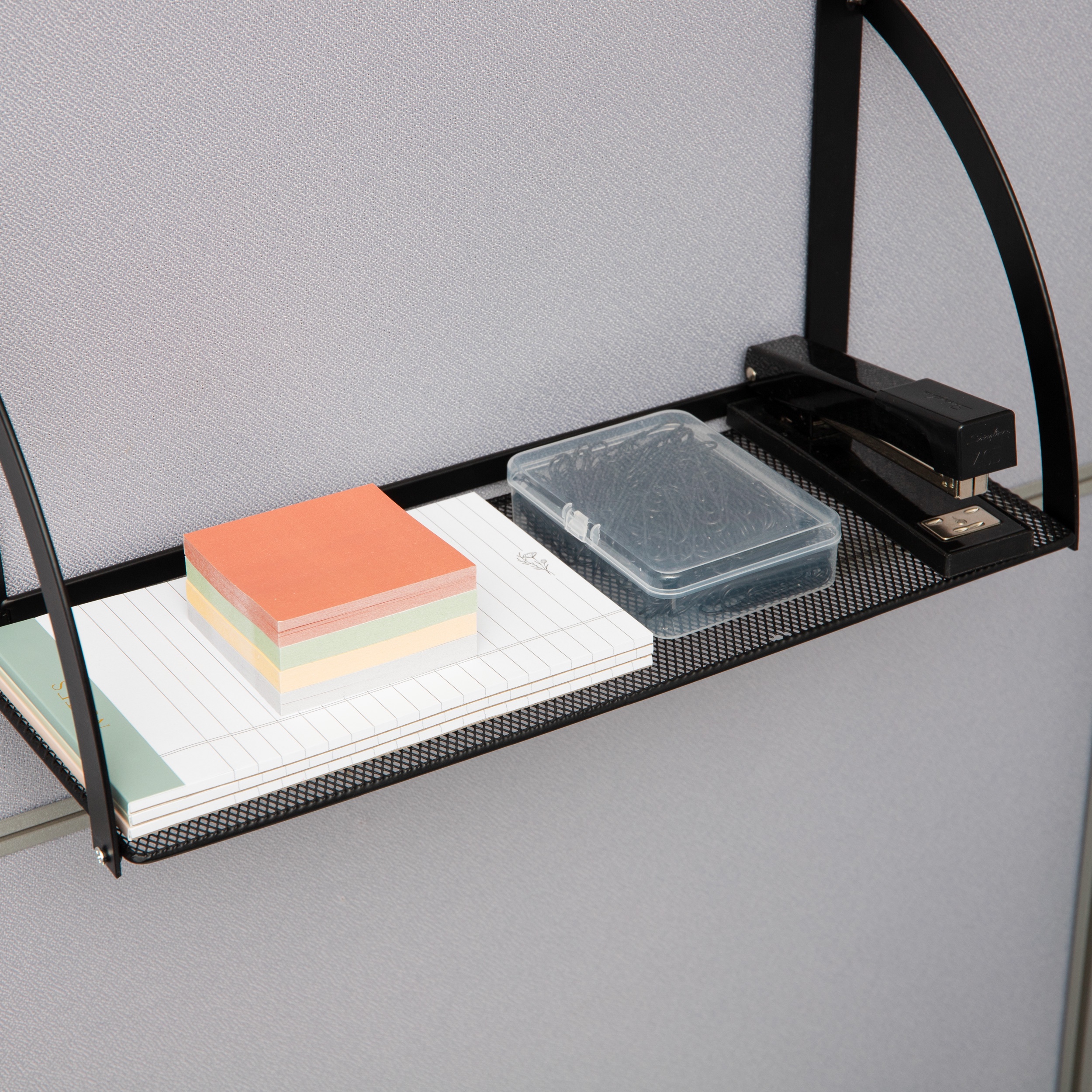 Mind Reader Hanging Cubicle Shelf Organizer, Cubicle Shelf for Office Supplies, Plants, and Decor, Easy to Install, Metal, Black