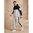 thumbnail image 3 of Men Colorblock Quarter Zip Heavy Pullover Hoodie & Jogger Set, 3 of 8