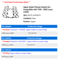 thumbnail image 2 of Upper Intake Plenum Gasket Set - Compatible with 1998 - 2000 LS400 1999, 2 of 2