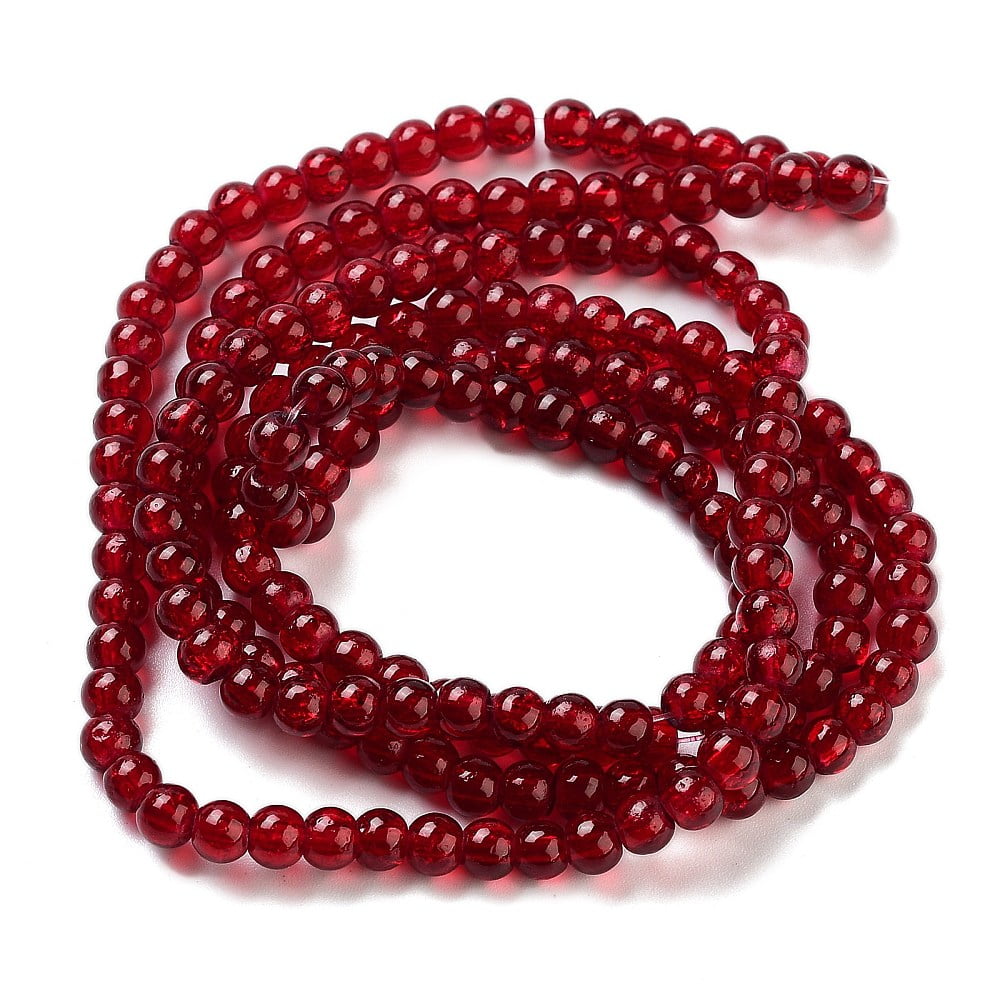 20Strand Crackle Glass Beads Strands Round Dark Red 4mm Hole: 1.1~1.3mm about 200pcs/strand 31.4 inch