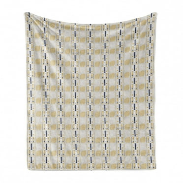 Yellow and White Soft Flannel Fleece Throw Blanket, Creative Abstract and Geometric Concept, Cozy Plush for Indoor and Outdoor Use, 70" x 90", Champagne Dark Yellow, by Ambesonne