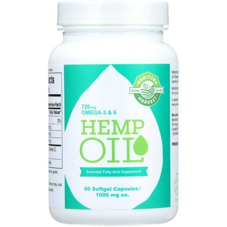 Manitoba Harvest Hemp Seed Oil, 1000 Milligram - 60 Softgels Per Pack -- 1 Each.