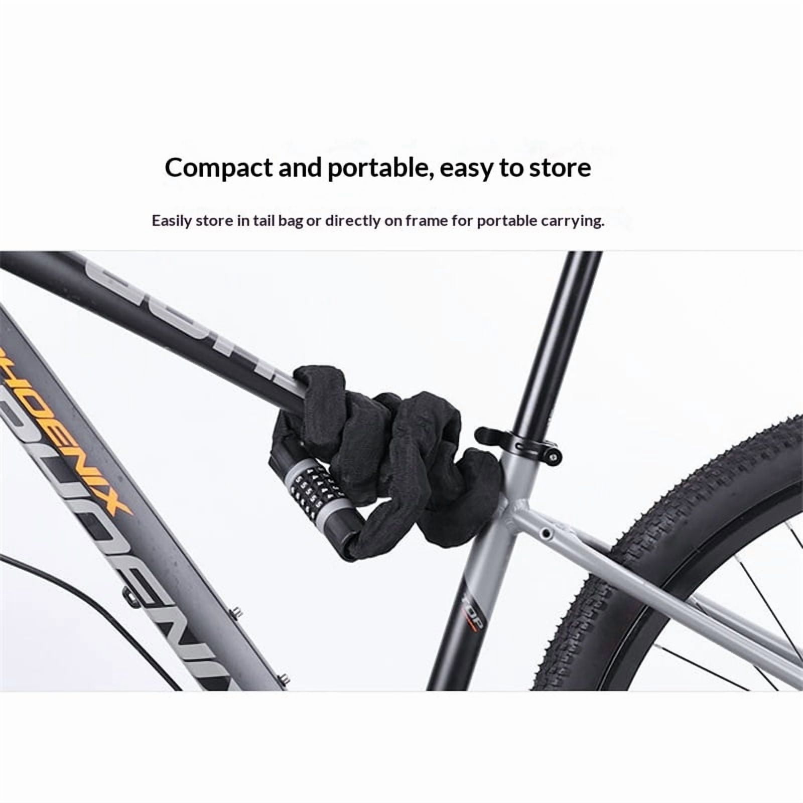 Pro-Bike Tool Bike Locks - Heavy Duty Anti Theft Bicycle Lock - 5-Digit Code Keyless Combination - Weatherproof & Friction Proof - Universal Fit for Road, (Chain Length: 90cm dark gray）