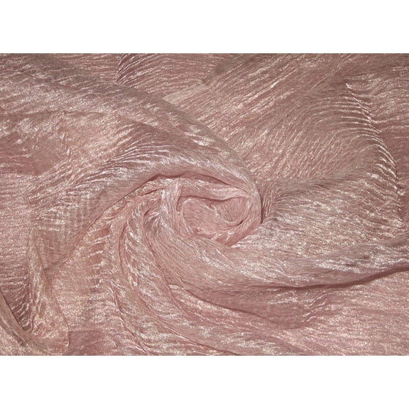 Silk metallic tissue crushed sheer Baby Pink fabric [2077]
