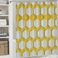 thumbnail image 6 of Chilfamy  Yellow and White Shower Curtain, Hexagonal Pattern Honeycomb Beehive Simplistic Geometrical Monochrome, Cloth Fabric Bathroom Decor Set with Hooks, Yellow White, 6 of 7