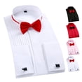thumbnail image 3 of Camisa de gemelos para hombre, camisa de esmoquin de boda, camisa de esmoquin plisada con alas, camisa de vestir de esmoquin diseñada a medida, 3 of 5