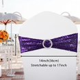 thumbnail image 3 of 10 PCS Sequins Chair Sashes with Silver Buckle, Chair Bands One-Sided Sequins Decor for Hotel Wedding Party Event (Purple), 3 of 6