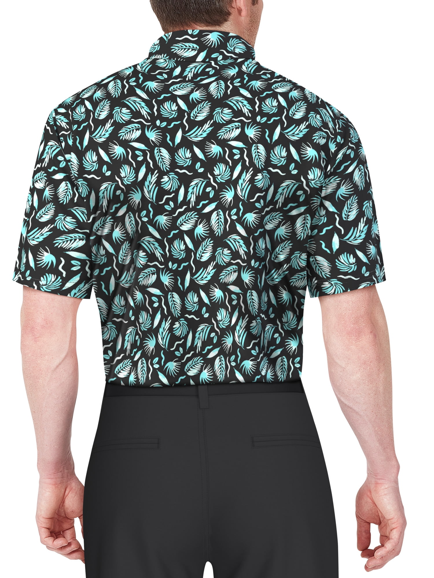 Ben Hogan Men's and Big Men’s Painted Foliage Print Short Sleeve Golf Polo Shirt, up to Size 5XL