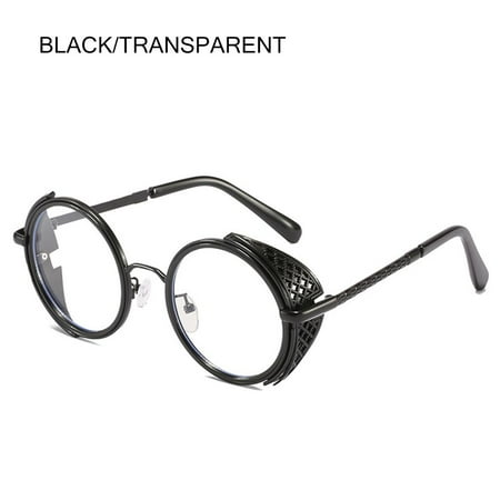 Vintage Eyewear Punk UV400 Round Sunglasses Y2K Sunglasses Sun Glasses BLACK/TRANSPARENT
