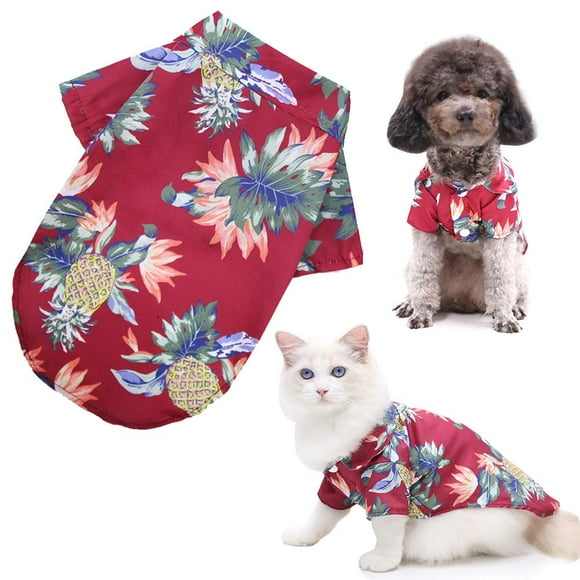 Pet Shirt Dog Summer Beach Fashionable Soft Printed Breathable Clothes for Small Or Medium Sized Dogs Cats Wine Red 3XL