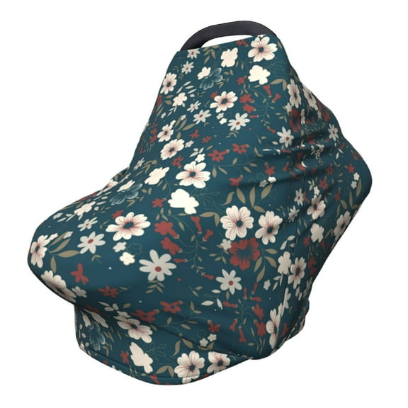 Fotbe Vintage Floral Pattern Car Seat Covers for Babies, Nursing Breastfeeding Cover Carseat Canopy, Soft Stretchy Carrier Cover