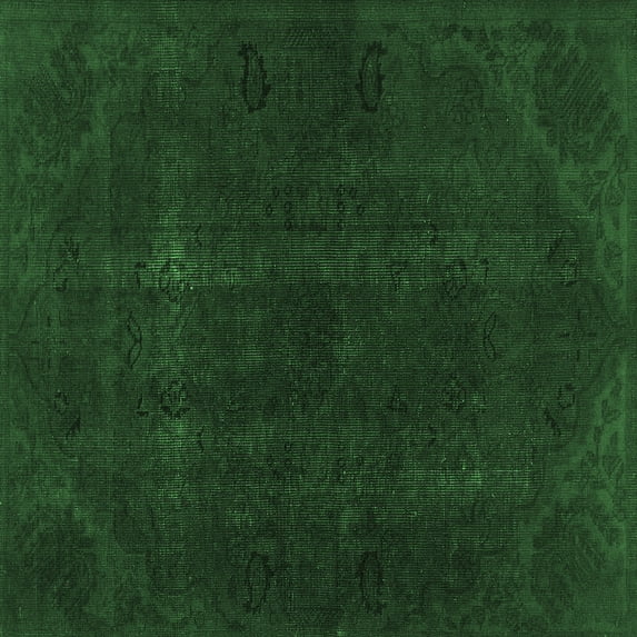Ahgly Company Indoor Square Persian Emerald Green Bohemian Area Rugs, 7' Square