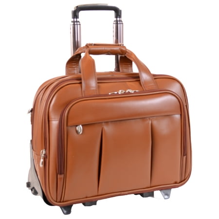 McKlein, R Series, DAMEN, Top Grain Cowhide Leather, 17" Leather Patented Detachable -Wheeled Laptop Briefcase