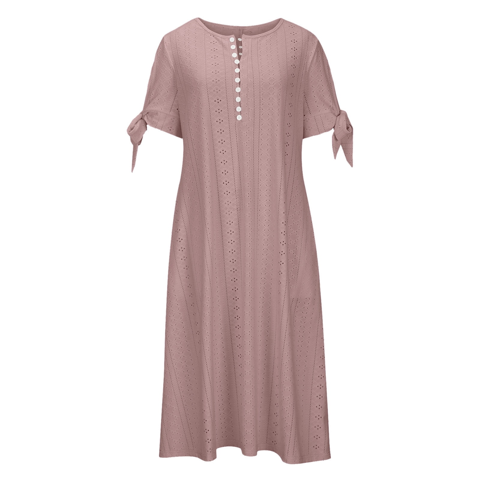 Awdenio Women's Wear to Work Dresses, Fashion Women Summer Casual V-Neck Short Sleeve Button Long Dress,Size 3XL
