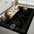 thumbnail image 2 of Area Rugs, Minimalist Basketball Court Sport Rug Home Modern Carpet, Black Carpet Non-Slip Carpets Rectangle Rug For Living Room, Bedroom, Office And Indoor Decoration, 2 of 7