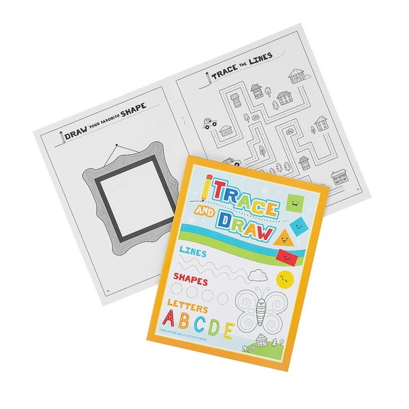 Fun Express Fine Motor Skills Trace & Draw Activity Book - 15 Pieces - 8 1/2" x 11"