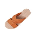 thumbnail image 2 of Caywon Women Flat Slide Sandals, Knotted Criss Cross Fabric, Woven Sole Vacation Dressy, Comfortable Ladies Shoes Sandalias Planas Mujer, 2 of 7