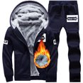 thumbnail image 2 of 2025 Men's Casual Print Two Easter Suits for Men Piece Plush Hooded Pocket Men Regular Fit Suits Coat Drawstring Pants Set, 2 of 7