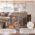 thumbnail image 3 of Leumius Dog Crate End Table with Charging Station,Wooden Dog Kennel Furniture with Hideaway Tempered Glass Door, Multi-Functional Pet Station Side Table,Grey, 3 of 8