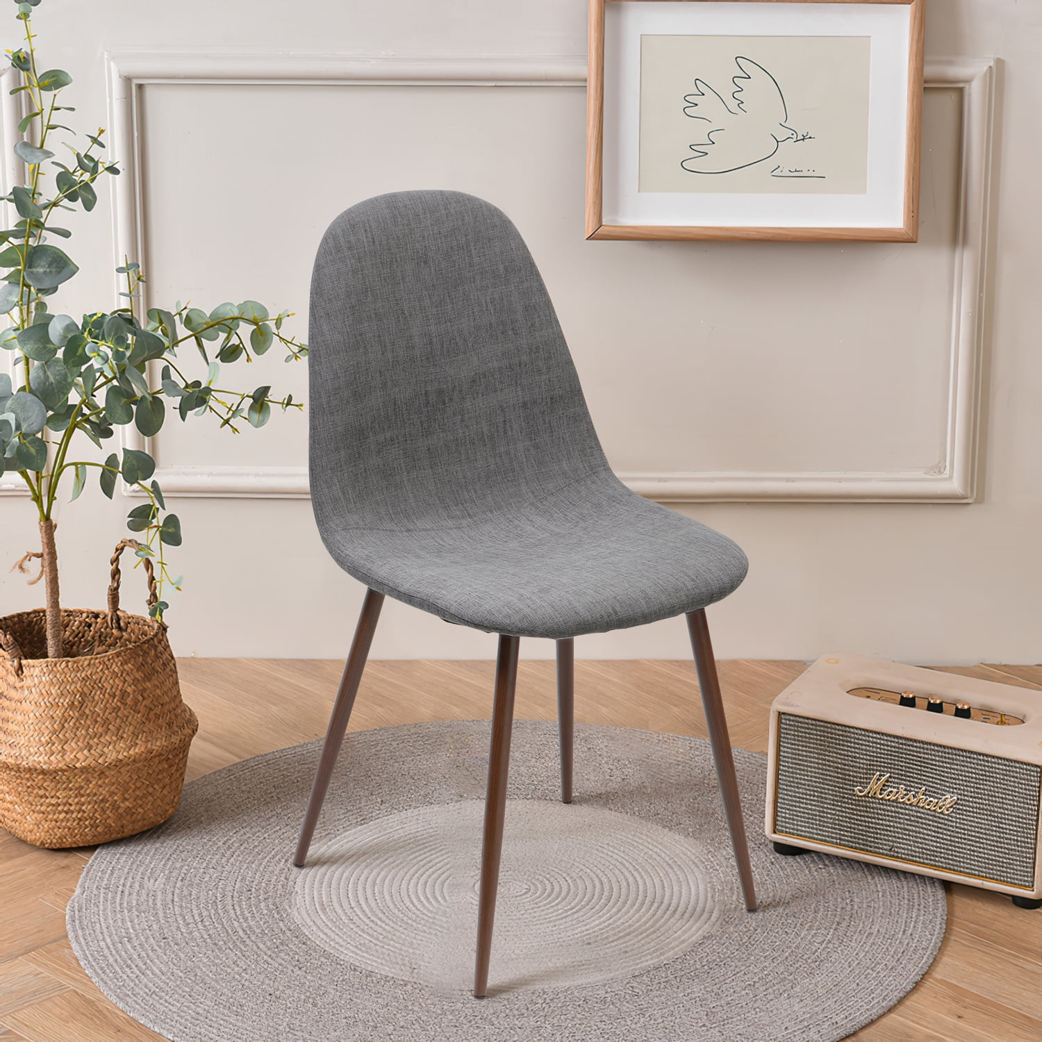 Kadyn Mid Century Fabric Dining Chairs, Upholstered Fabric Dining Chair for Bedroom, Modern Kitchen Side Chair, Set of 2, Light Grey Kadyn Mid Century Fabric Dining Chairs, Upholstered Fabric Dining Chair for Bedroom, Modern Kitchen Side Chair, Set of 2, Light Grey