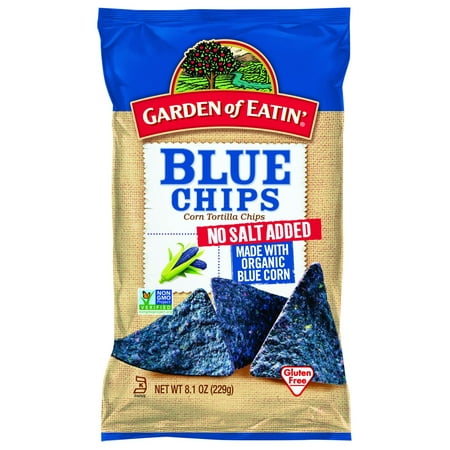 Eatin Chips - Garden of Eatin' No Salt Added Blue Corn Tortilla Chips, 8.1 oz. (Pack of 12) Blue Corn, No Salt Added