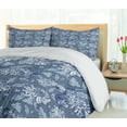 thumbnail image 4 of Ambesonne Floral Duvet Cover Sets, Sketch of Chrysanthemums, 2-King, Blue Grey Slate Blue, 4 of 6