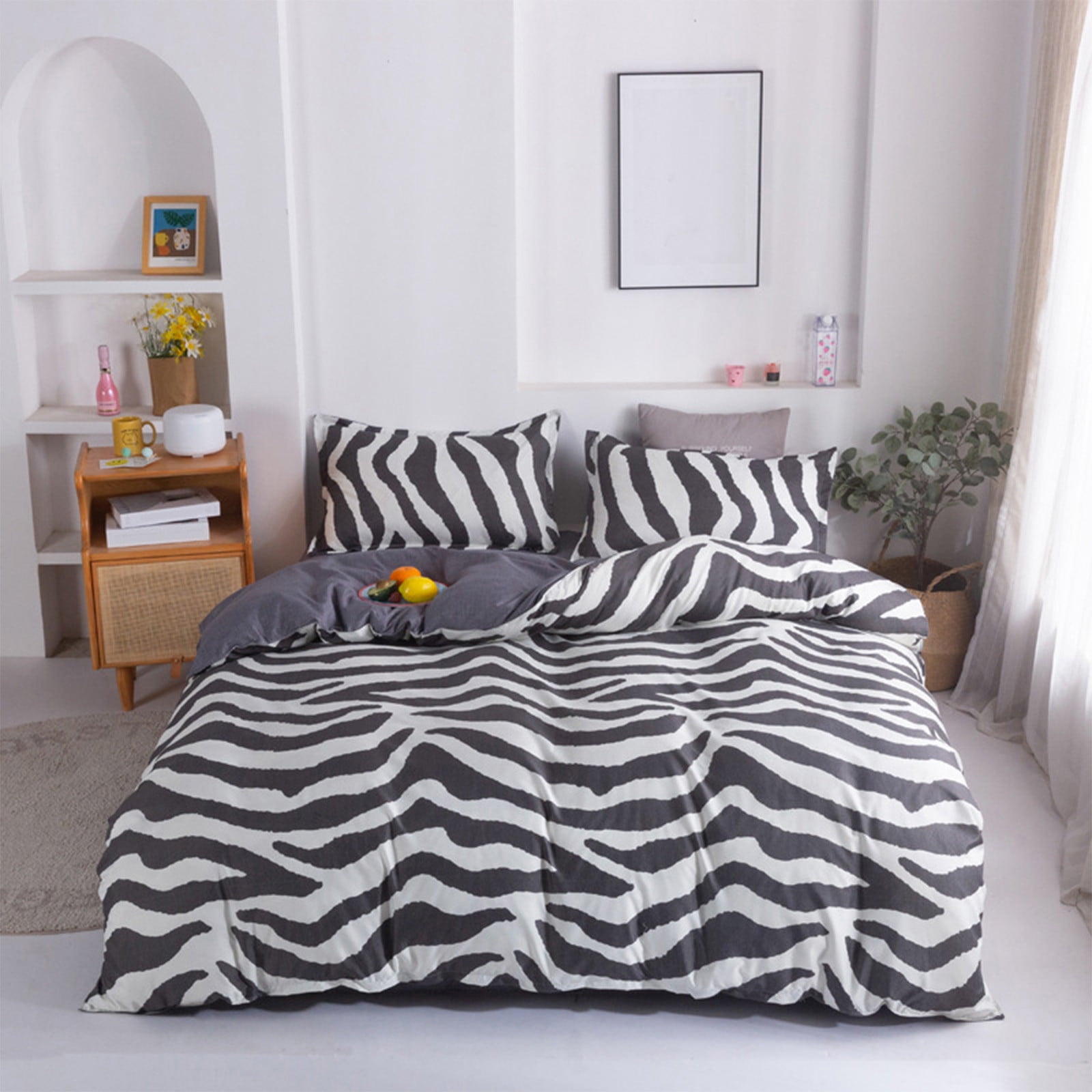 JWshufel Soft Washed Microfiber Duvet Cover Set with Buttons Closure Soft Skin Friendly Bedding for All Season Relaxing Includes 1 Pillowcase and Sheet Easy Care