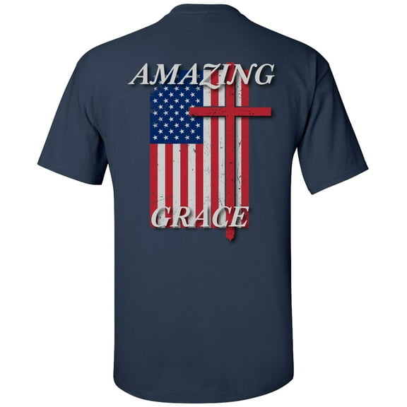 Eternal Life Series Amazing Grace Unisex Short Sleeve T-shirt-Navy-Small