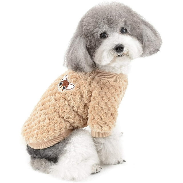 Jersey polar para perros/gatos pequeños, abrigos de invierno cálidos, jersey para mascotas, chaqueta para cachorros, camisa, sudadera (marrón, M)