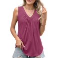 thumbnail image 2 of Tank Tops for Women Summer V Neck T Shirts Sleeveless Basic Tee Loose Fit 2025 Fashion Wine Red L, 2 of 9