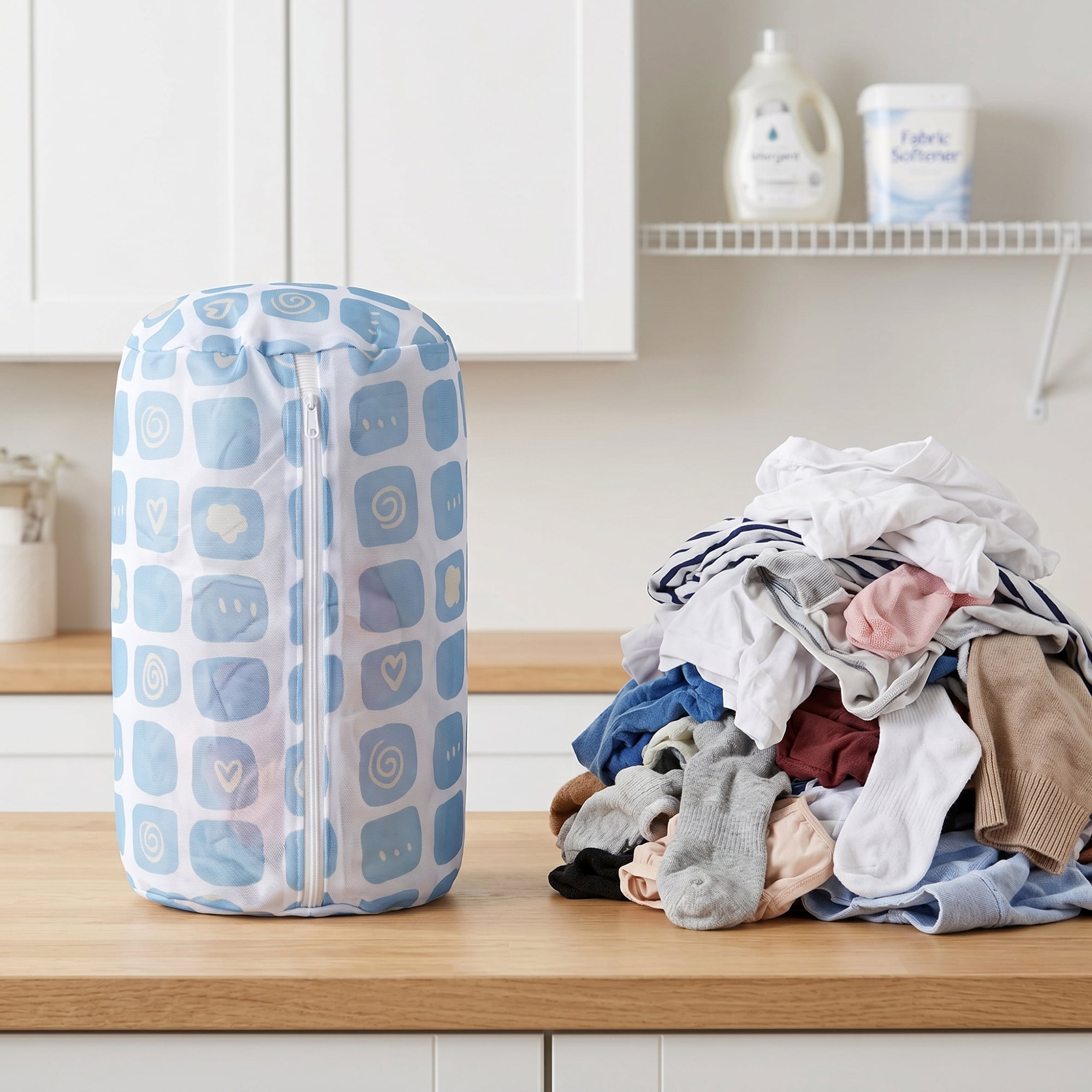 Unique Bargains 2Pcs Mesh Laundry Bags for Delicates Protect Garments Blue 8.7" x 13"