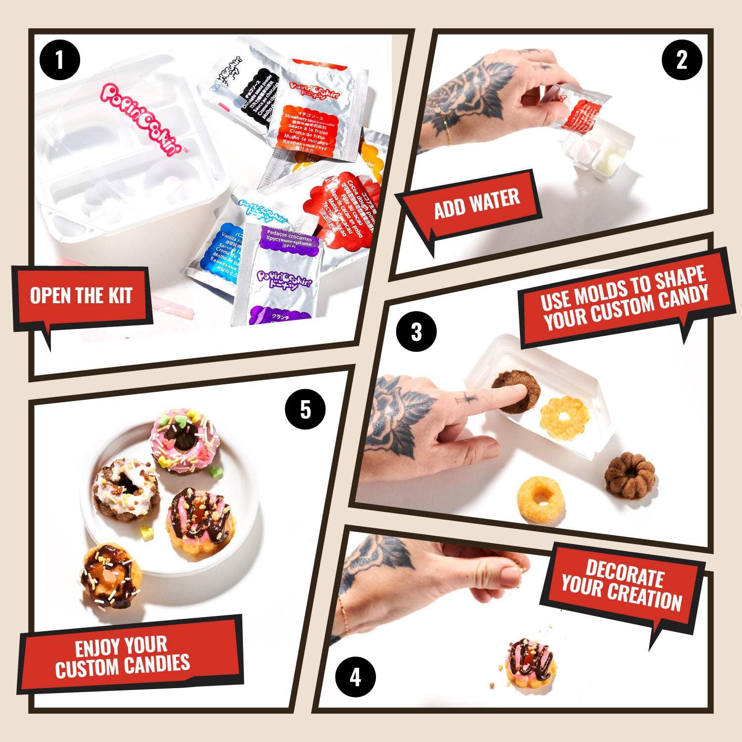 Bokksu Market Popin Cookin Japanese DIY Candy Kit 6-Pack Variety