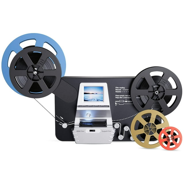 8Mm & Super 8 Film To Digital Converter Film Scanner Digitizer With 2.4"" Screen Convert 3 5 7 9 Reels Into 1080P Digital Mp4 Files Sharing & Saving On 32Gb Sd Card