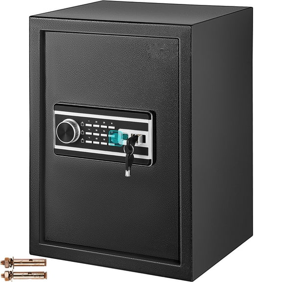 KFFKFF 60L Security Safe with Fingerprint Lock 2.1 Cubic Feet Electronic Safe Digital Safe Box Home Safe Cabinet w/ Two Override Keys Fireproof Safe Carbon Steel for Home Hotel Restaurant Office