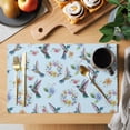 thumbnail image 2 of Blue Hummingbird Placemats Set of 12, Spring Watercolor Flowers Leaf Plant Placemats for Dining Table, Place Mats for Kitchen Tabletop, Waterproof Wipeable Dining Table Mats Set, 2 of 9