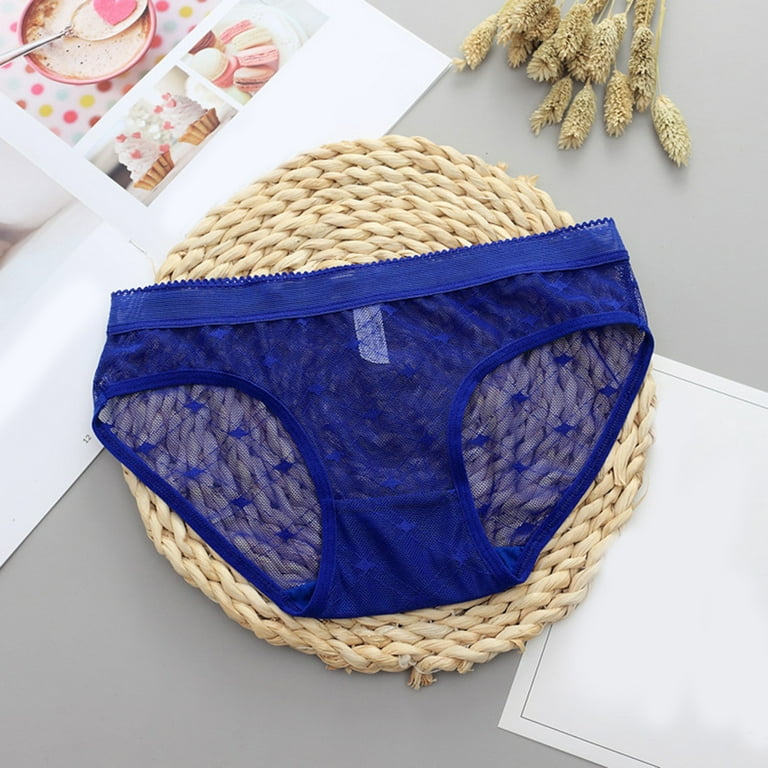 Aayomet Women's Underwear Womens Sheer Lace Panties See Through Mesh Cotton  Crotch Seamless Briefs,Blue XL
