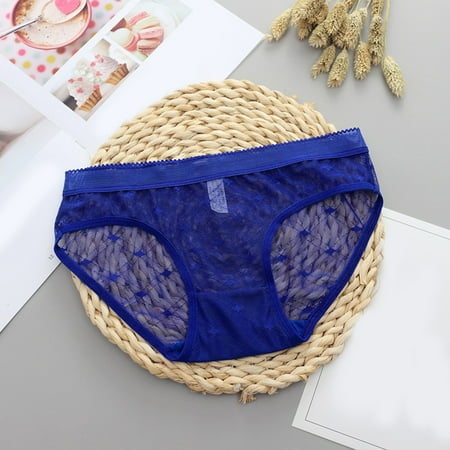 

Cathalem Women Underwear Cotton Womens Sheer Lace Panties See Through Mesh Cotton Underwear for Women Pack Bikini Seamless Underpants Blue Medium