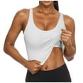 thumbnail image 2 of Otntypg Cute Cotton Tank Top with Built in Bra for Women Shelf Bra Camisole Tops Workout Tops Cami Bra Padded Tank Top Sports Bras White M, 2 of 7