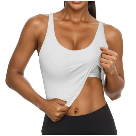 Sports Bras for Women Padded Medium Support Workout Crop Tops Built in Shelf Bra Wireless Gym Yoga Tank Top