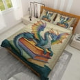 thumbnail image 3 of Lotusprinthandmade Dragon With Books Quilt Bedding Set (White Binding) 5 Sizes (Made in Vietnam) (60x70), Fantasy Dragon Quilt Set, 3 of 5
