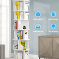 thumbnail image 6 of VGBYUJ 6-Tier Wooden Rotating Bookcase, 360° Revolving Display Rack with 24 Shelves, Bookshelf Organizer White 74"x18"x18", 6 of 9