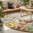thumbnail image 4 of Farm Highland Cattle Area Rugs 5' (Round) Farmhouse Sunflower Cow Fence Linen Texture Floor Rug&nbsp;Non Slip Low Pile Ultra Soft Throw Carpet for Entryway Indoor Entrance Kitchen Bathroom, 4 of 9