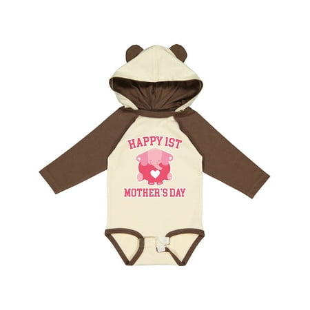 

Inktastic Happy 1st Mother s Day with Cute Elephant Gift Baby Girl Long Sleeve Bodysuit