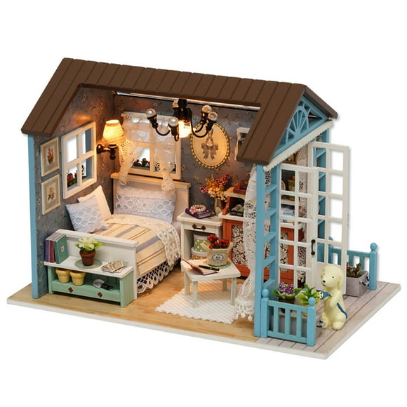 Miniature House Kit Creative Wooden Funny DIY House Kit Miniature Dollhouse