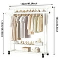 thumbnail image 2 of Yucurem Clothes Rack with Double Hanging Rods, Rolling Clothing Rack Metal Garment Rack for Bedroom Closet Storage (56x48x47inch White), 2 of 9