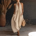 thumbnail image 2 of Chuancc Women's Casual Loose Overalls Jumpsuits One Piece Sleeveless Wide Leg Long Pant Rompers With Pockets Khaki XL, 2 of 5